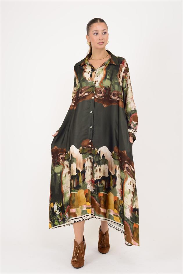 2743 LOVA SATEN GÖMLEK ELBİSE