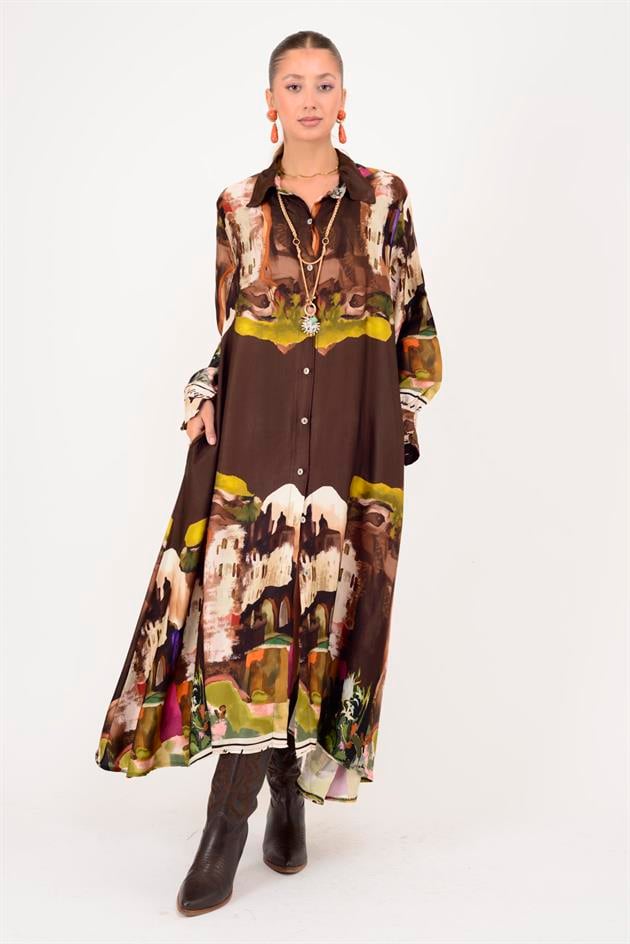 2743 LOVA SATEN GÖMLEK ELBİSE