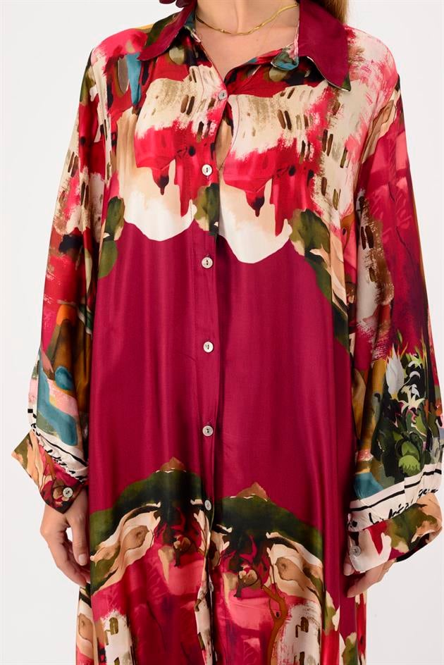 2743 LOVA SATEN GÖMLEK ELBİSE