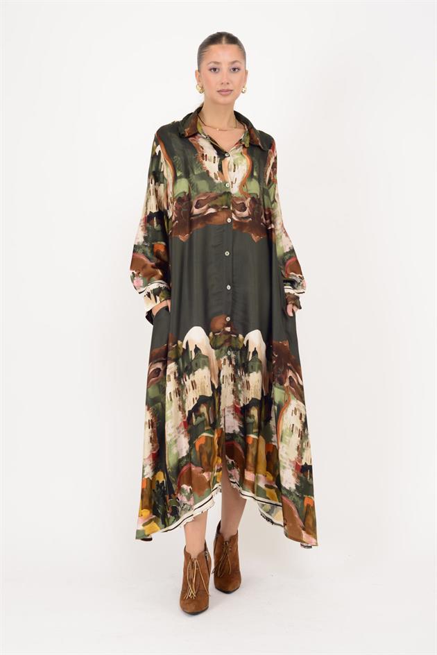 2743 LOVA SATEN GÖMLEK ELBİSE