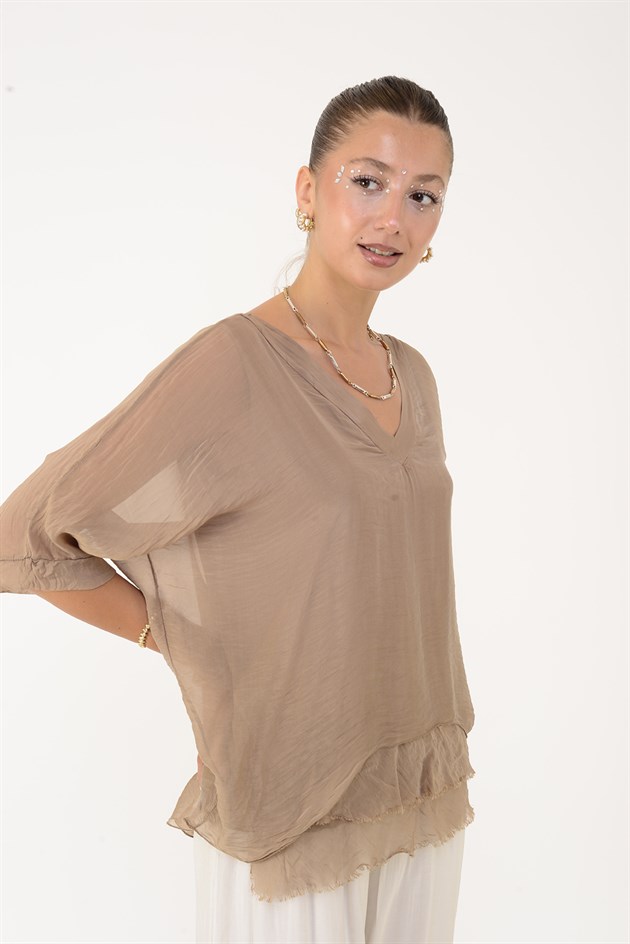 2757 V YAKA İPEK BLUZ