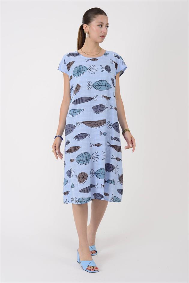 2973 BALIK DESEN KISA ELBİSE