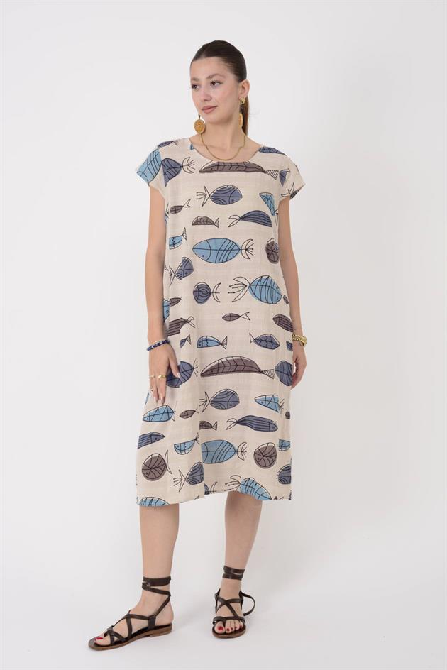 2973 BALIK DESEN KISA ELBİSE