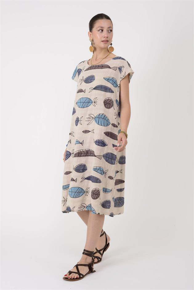 2973 BALIK DESEN KISA ELBİSE