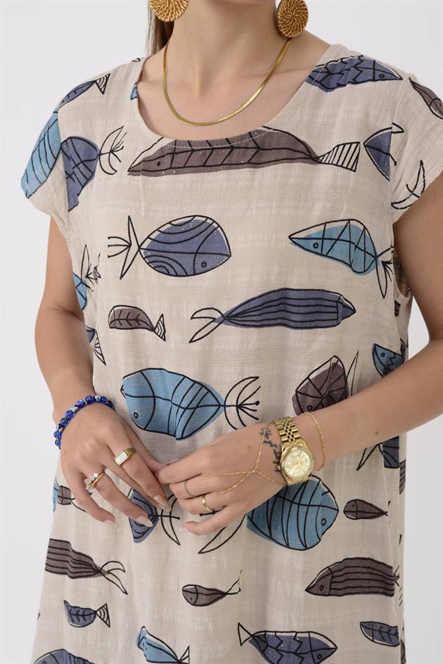 2973 BALIK DESEN KISA ELBİSE