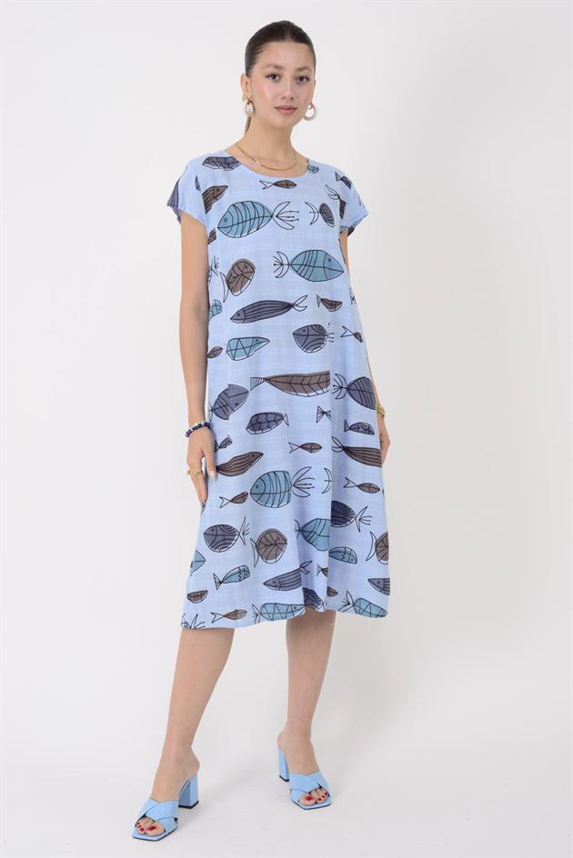 2973 BALIK DESEN KISA ELBİSE