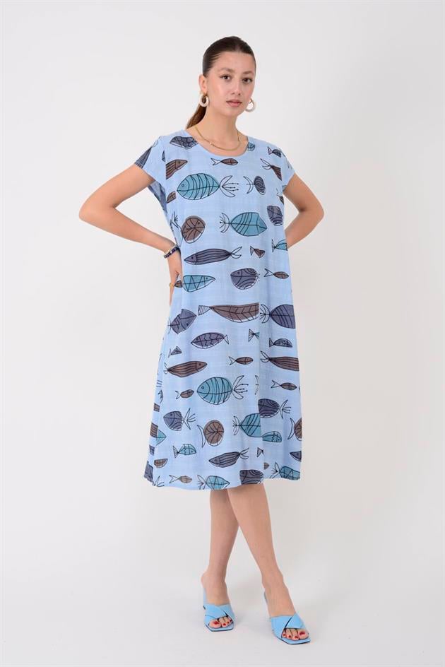 2973 BALIK DESEN KISA ELBİSE