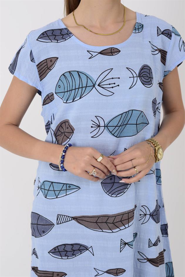 2973 BALIK DESEN KISA ELBİSE