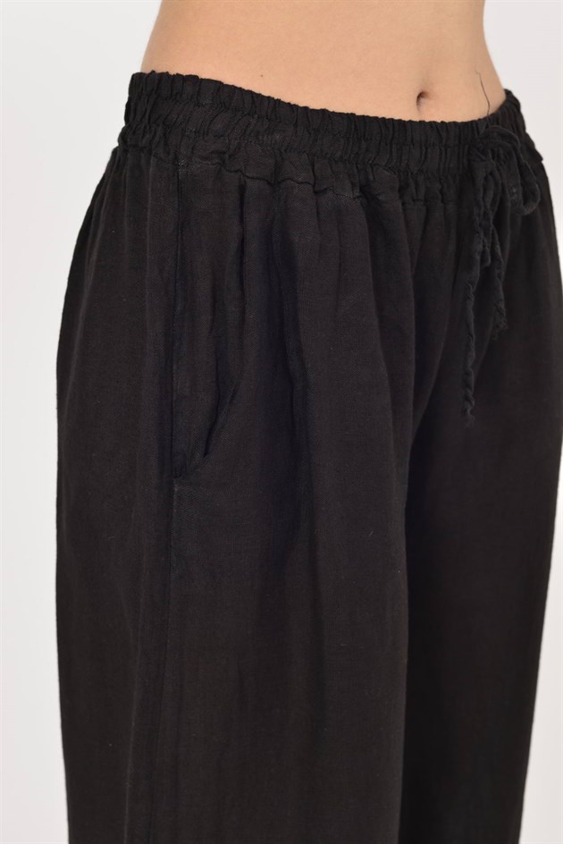 30484 BELİ LASTİKLİ KETEN PANTOLON