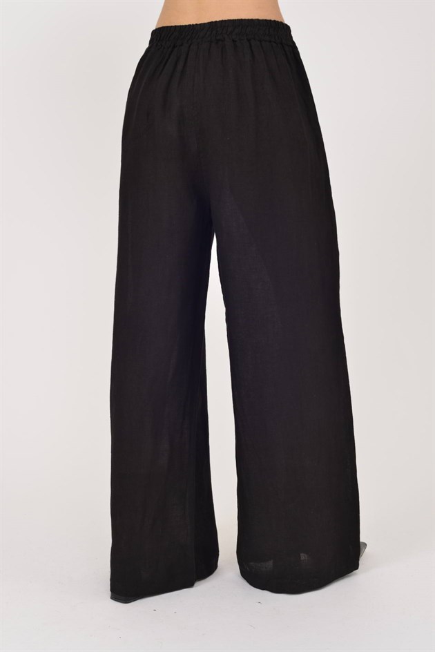 30484 BELİ LASTİKLİ KETEN PANTOLON