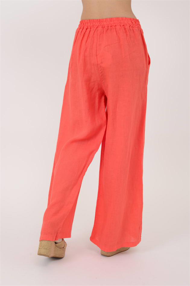 30484 BELİ LASTİKLİ KETEN PANTOLON