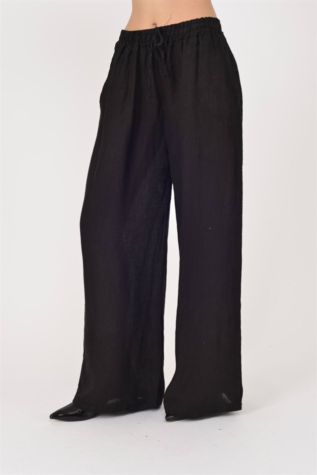 30484 BELİ LASTİKLİ KETEN PANTOLON
