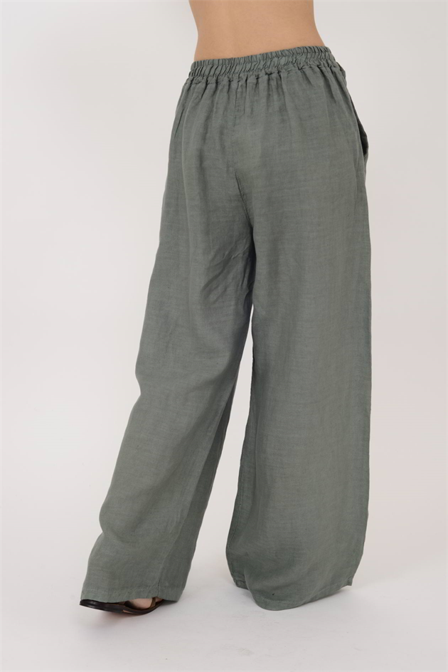 30484 BELİ LASTİKLİ KETEN PANTOLON