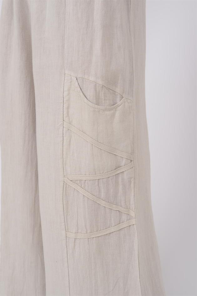 31323 CEP DETAYLI KETEN PANTOLON