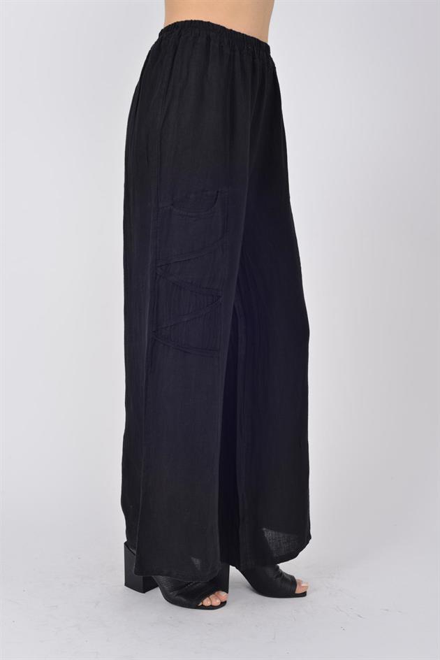 31323 CEP DETAYLI KETEN PANTOLON