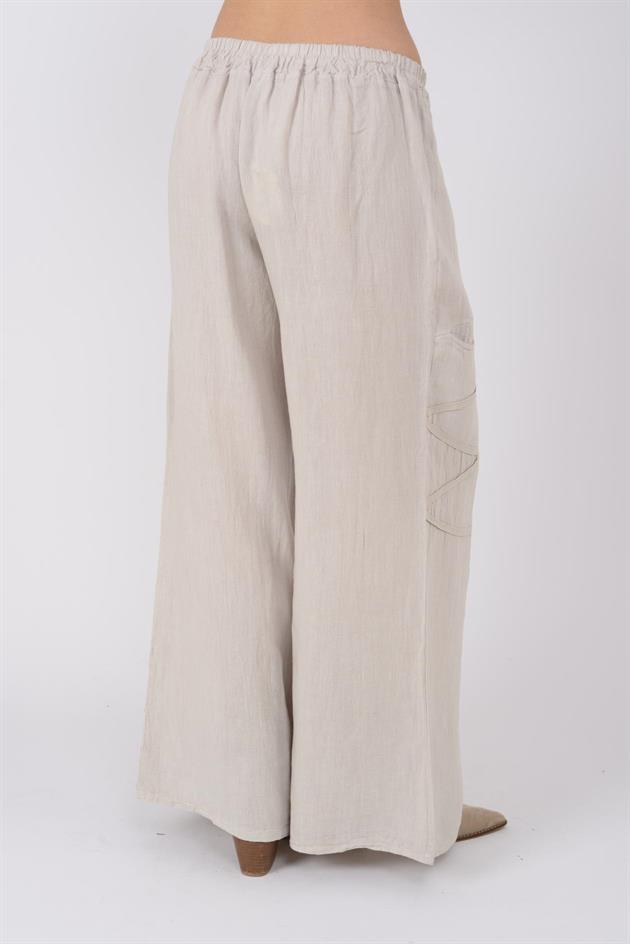 31323 CEP DETAYLI KETEN PANTOLON