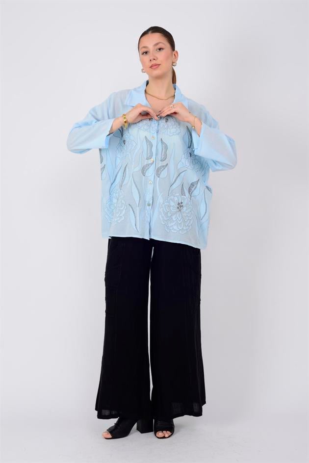 31323 CEP DETAYLI KETEN PANTOLON