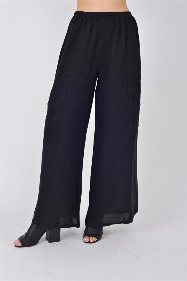 31323 CEP DETAYLI KETEN PANTOLON