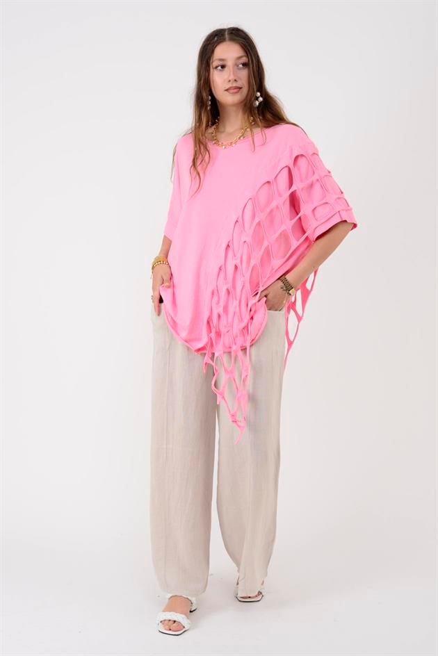 31507 GİZLİ CEP LASTİKLİ KETEN PANTOLON