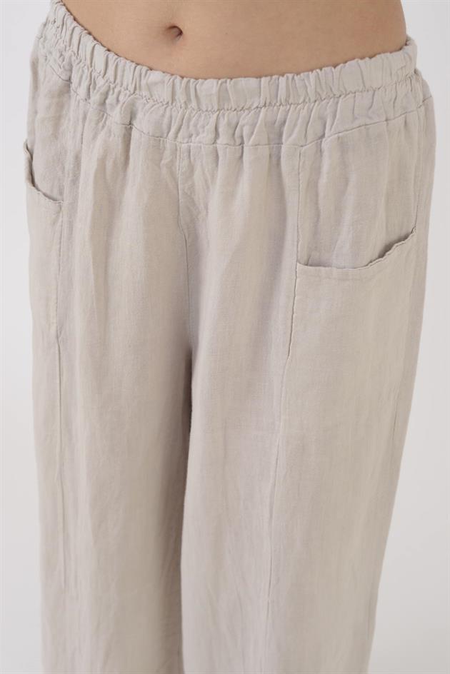 31507 GİZLİ CEP LASTİKLİ KETEN PANTOLON