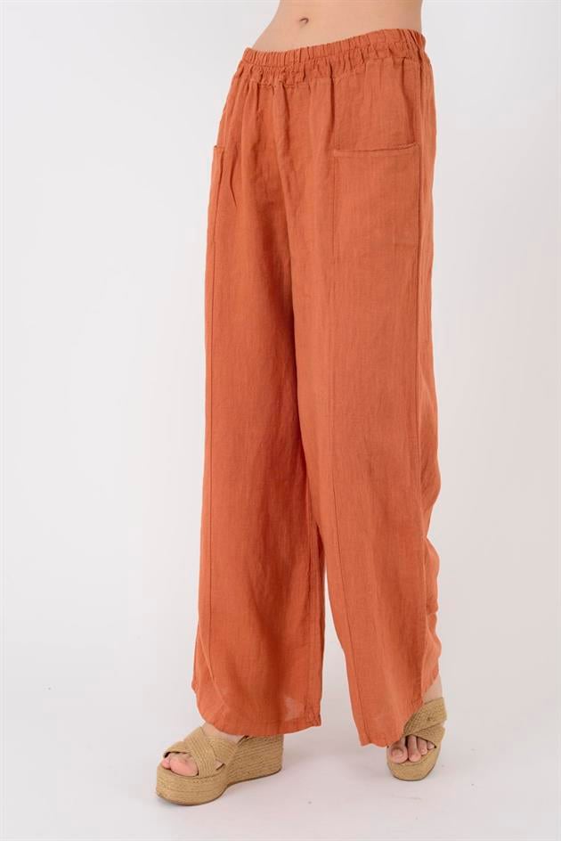 31507 GİZLİ CEP LASTİKLİ KETEN PANTOLON