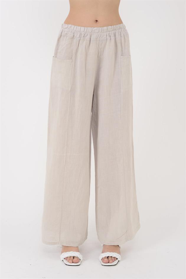 31507 GİZLİ CEP LASTİKLİ KETEN PANTOLON