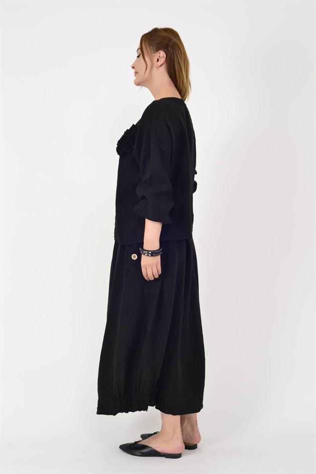 3260 BÜZGÜ DETAYLI KETEN ETEK