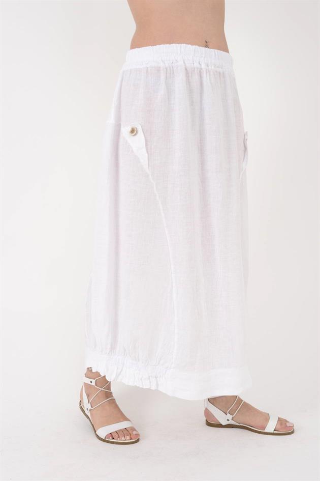 3260 BÜZGÜ DETAYLI KETEN ETEK