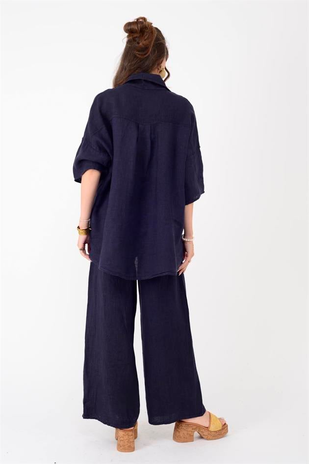 3344 ÜÇ DÜĞMELİ KETEN TAKIM