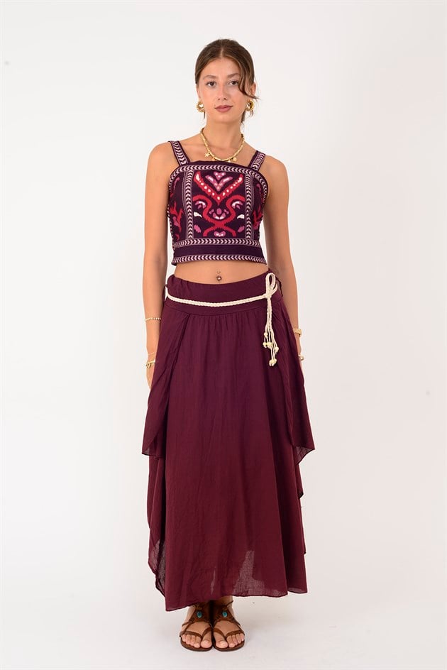 37194 ETNİK DESEN KALIN ASKILI BLUZ