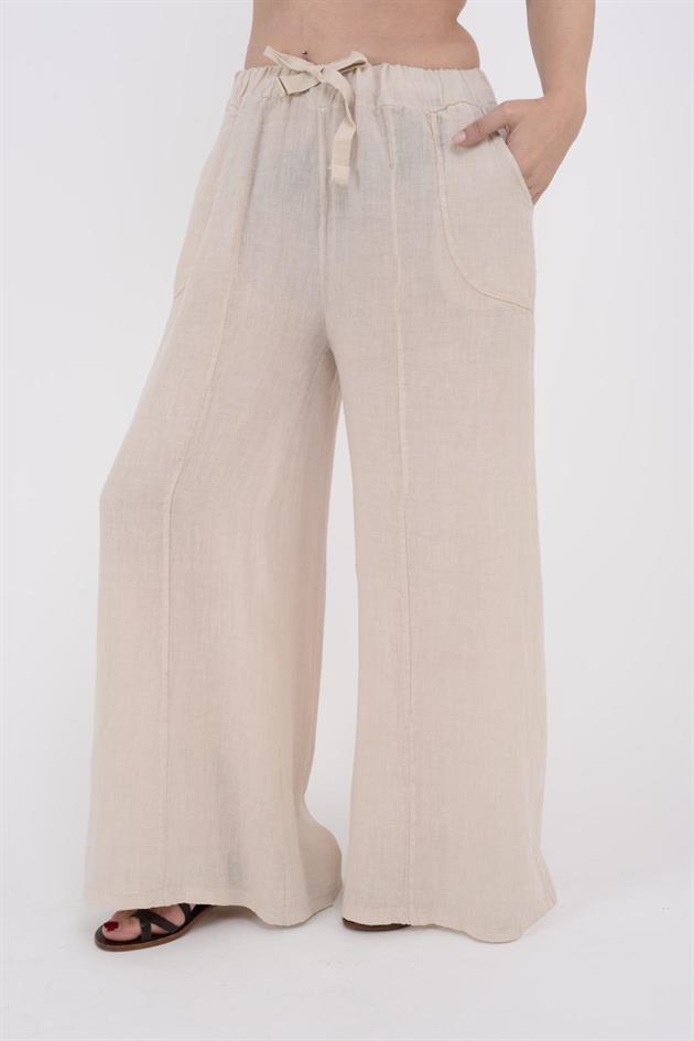 3827 CEP DETAYLI KETEN PANTOLON