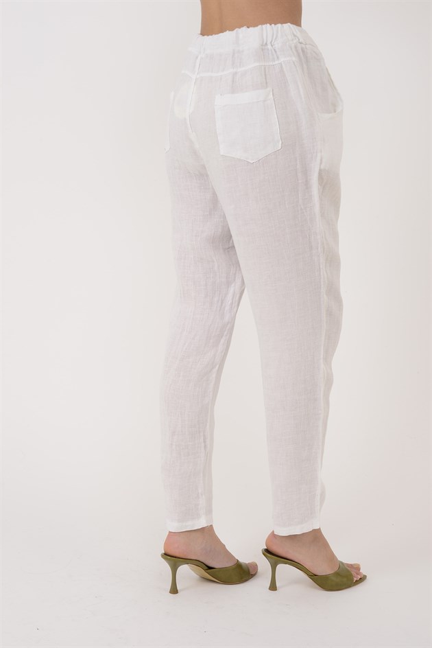 3928 DÜZ KETEN PANTOLON