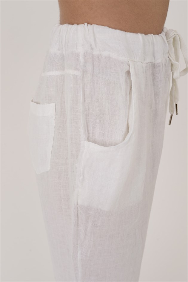 3928 DÜZ KETEN PANTOLON