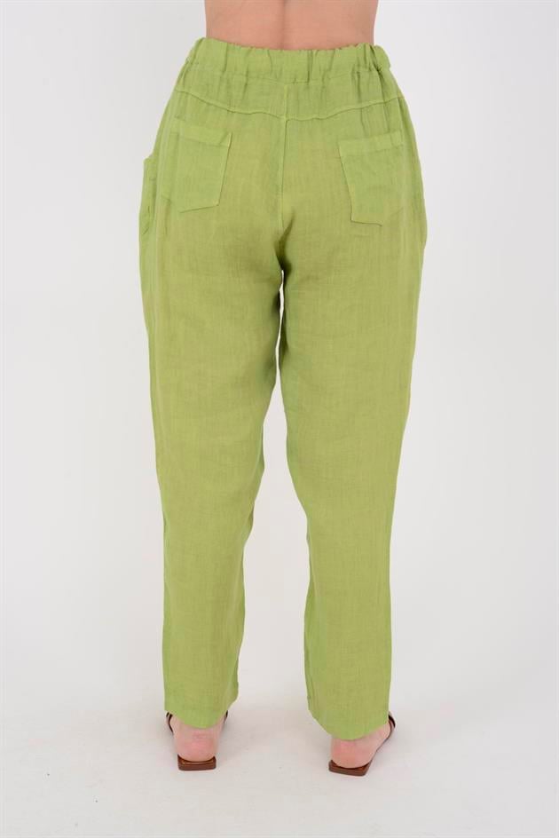 3928 BELDEN BAĞLAMALI KETEN PANTOLON