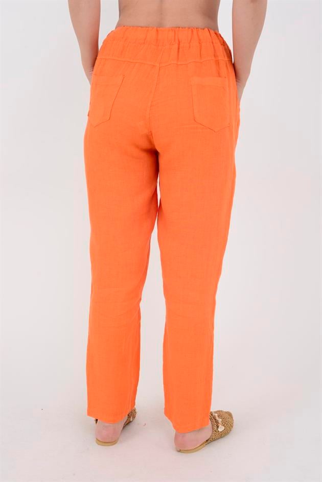 3928 BELDEN BAĞLAMALI KETEN PANTOLON
