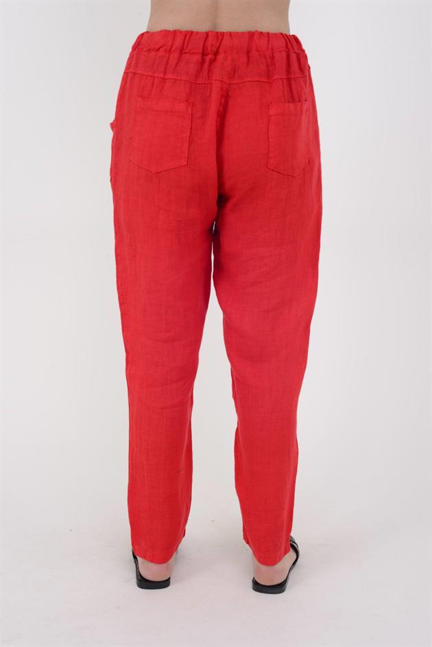 3928 BELDEN BAĞLAMALI KETEN PANTOLON
