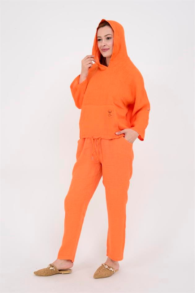 3928 BELDEN BAĞLAMALI KETEN PANTOLON
