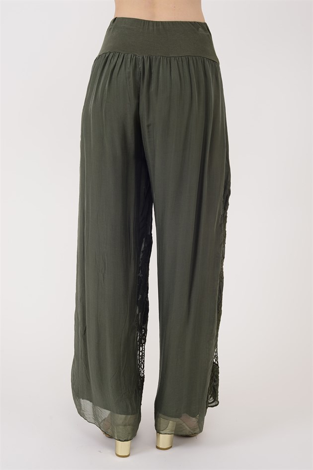 5004 WES FİLE DETAYLI İPEK PANTOLON