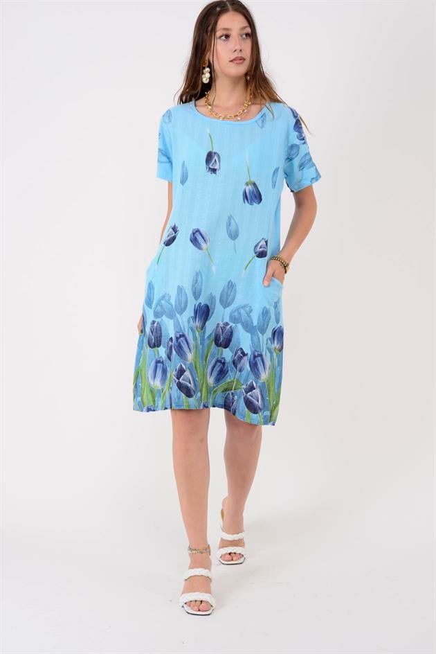 51017 LALE DESEN KISA ELBİSE