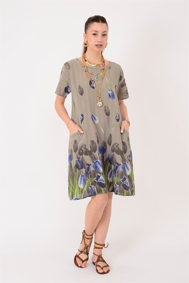 51017 LALE DESEN KISA ELBİSE