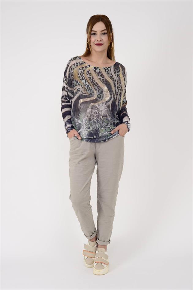 52000-7 MERRY LEOPAR DESEN MERSERİZE BLUZ