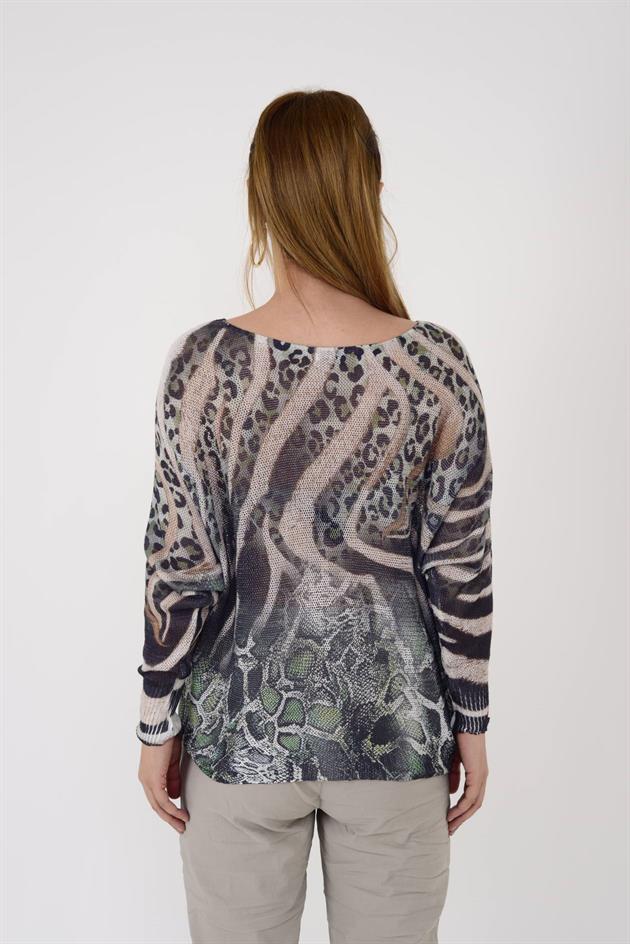 52000-7 MERRY LEOPAR DESEN MERSERİZE BLUZ