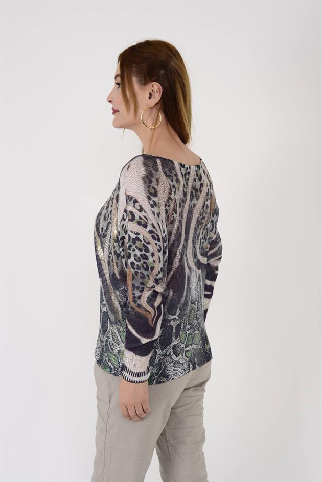 52000-7 MERRY LEOPAR DESEN MERSERİZE BLUZ