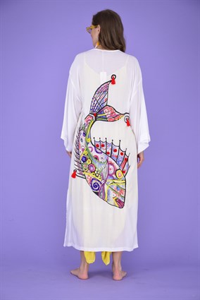 552 BALIK DESEN PUL VE PONPON İŞLEMELİ KİMONO