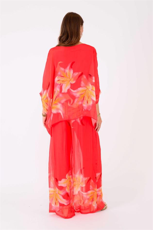 5687 ZAMBAK DESENLİ İPEK TAKIM