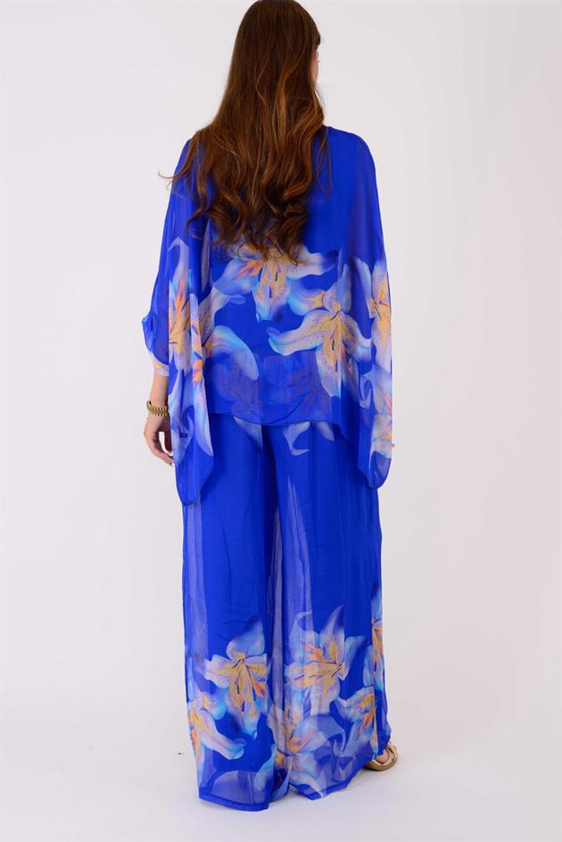 5687 ZAMBAK DESENLİ İPEK TAKIM