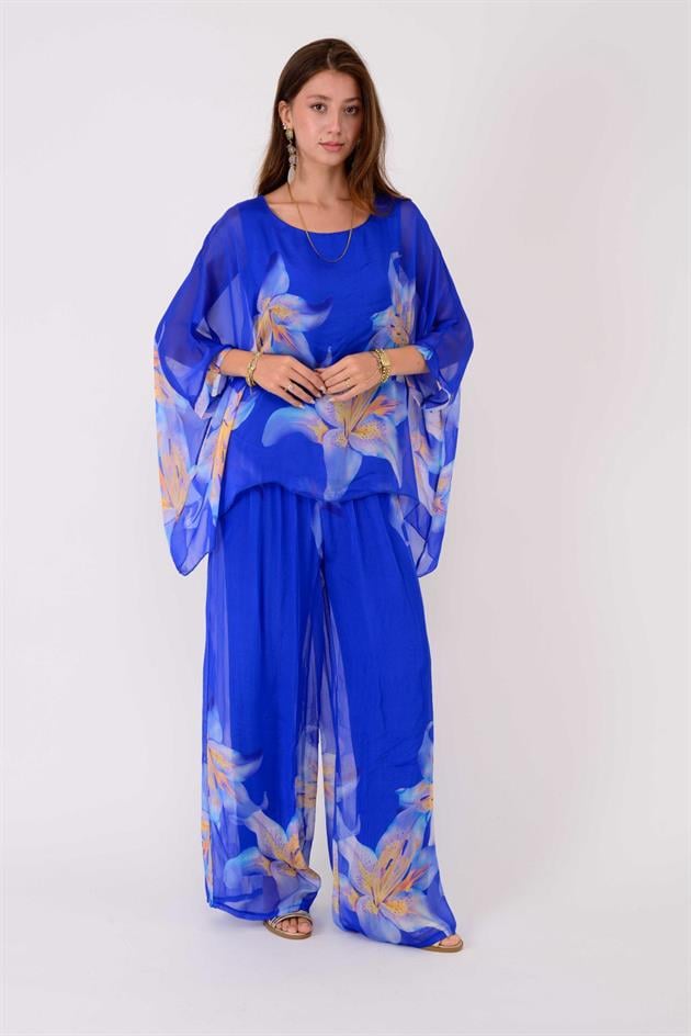 5687 ZAMBAK DESENLİ İPEK TAKIM