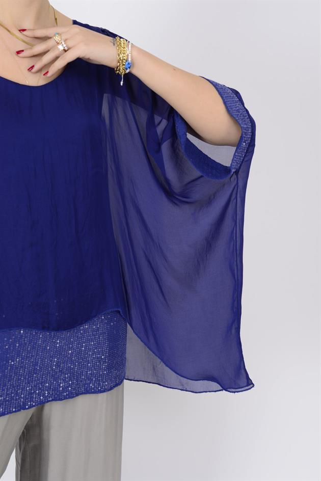 5835 PAYET DETAYLI İPEK BLUZ