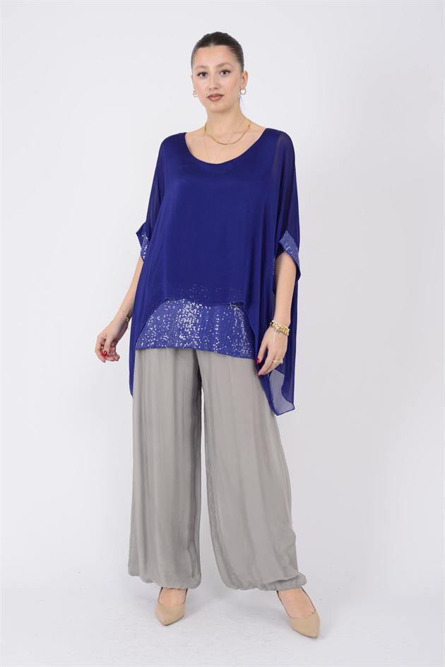 5835 PAYET DETAYLI İPEK BLUZ