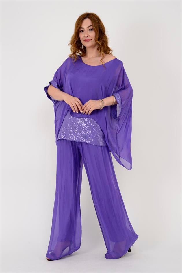 5835 PAYET DETAYLI İPEK BLUZ